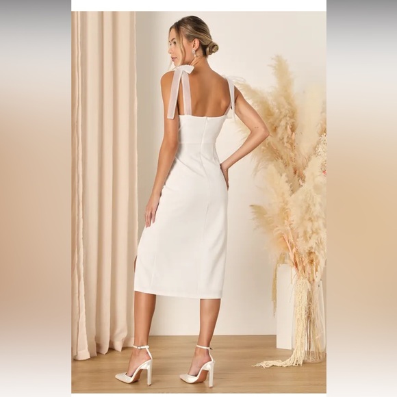 NWT Lulus Romantic Celebration White Tie-Strap Midi Dress XL - Picture 2 of 2